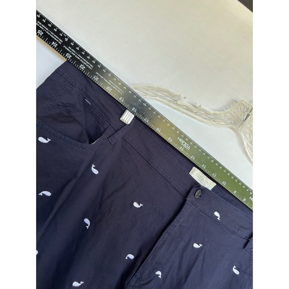 Talbots Woman Navy Blue Whale Embroidered Chino Pants Size 24W Nautical Ankle - Picture 7 of 13